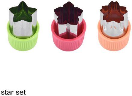 3 Stuks Fruit Snijden Mold Rvs Portable Groente Cutter Star Hart Vorm Keuken Gadget ster reeks