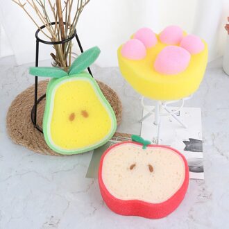3 Stuks Fruit Vormige Bad Spons Voor Body Reiniging Lovely Baby Body Sponzen Scrubbers Douche Spons Voor Kinderen Kids