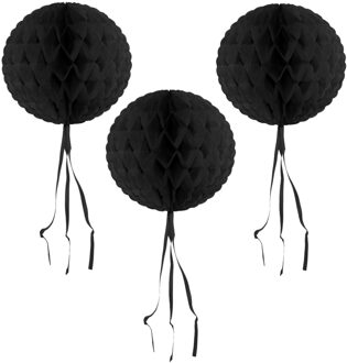3 stuks Honeycomb ballen zwart 30 cm - Hangdecoratie