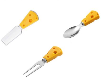 3 Stuks Kaas Messen Set Kaas Bestek Kaas Slicer Cutter Handvat Mini Boter Mes Lepel Spatel & Vork Fruit Cake servies