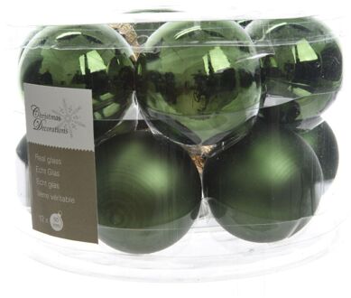 3 stuks Kerstbal glas glans-mat diameter 5cm Dennen groen KSD