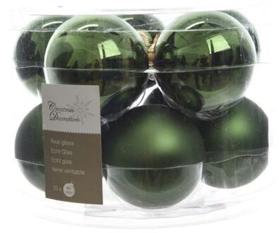 3 stuks Kerstbal glas glans-mat diameter 6cm Dennen groen KSD