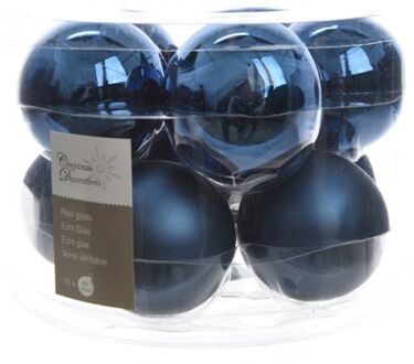 3 stuks Kerstbal glas glans-mat diameter 6cm nacht blauw KSD