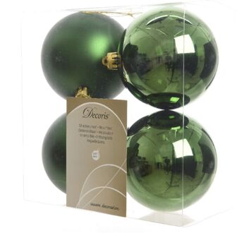 3 stuks Kerstbal plastic glans-mat diameter 10cm Dennen groen KSD