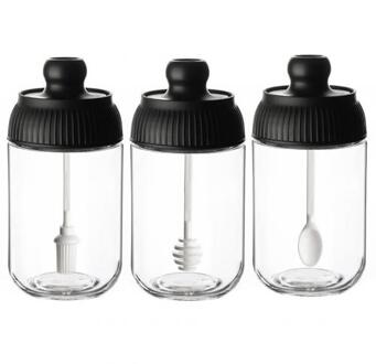 3 Stuks Peper Cruet Fles Olie Lepel Cover Glas Vochtwerende Honing Kruiden Fles Keuken Kruiderij Jar Tank