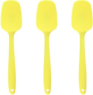 3 Stuks Schraper Siliconen Spatel Set Hittebestendige Keukengerei Opknoping Lepel Thuis Schoon Restaurant Bakken Non Stick geel