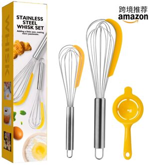 3 Stuks Set Eiklopper 304 Roestvrij Staal Ei Garde Handleiding Hand Mixer Zelf Draaien Ei Stirrer Keuken Accessoires Ei gereedschap