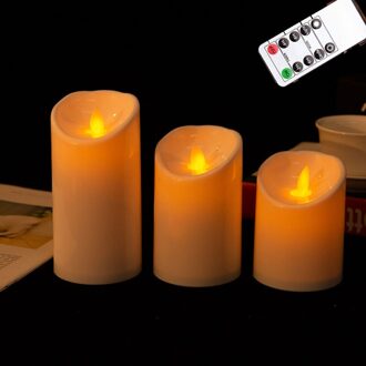 3 Stuks/set Led Vlamloze Kaars Lichten Afstandsbediening Flickering Tea Batterij Aangedreven Voor Thuis Bruiloft Verjaardag Party December type A afgelegen