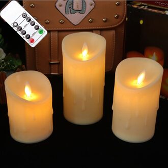 3 Stuks/set Led Vlamloze Kaars Lichten Afstandsbediening Flickering Tea Batterij Aangedreven Voor Thuis Bruiloft Verjaardag Party December type B afgelegen