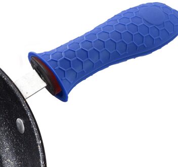 3 Stuks Siliconen Handvat Houder Gietijzeren Koekenpan Handvat Cover Mouwen blauw
