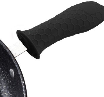 3 Stuks Siliconen Handvat Houder Gietijzeren Koekenpan Handvat Cover Mouwen zwart