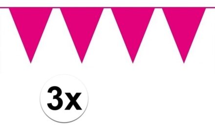 3 stuks Vlaggenlijnen/slingers XXL roze 10 meter