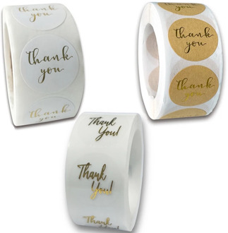 3 Styles 500pcs Gold Foil Thank You Sticker Scrapbooking for Shopping Small Shop Local Handmade Baking Gift Decor Labels Sticker