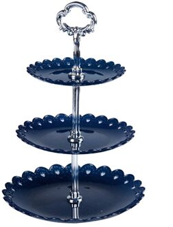 3 Tier Cake Stand Decorating Gereedschap Afternoon Tea Bruiloft Platen Party Servies Bakewarex Plastic Lade Display Rack Cake blauw