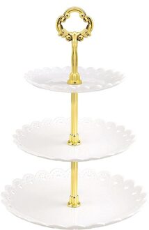 3 Tier Cake Stand Decorating Gereedschap Afternoon Tea Bruiloft Platen Party Servies Bakewarex Plastic Lade Display Rack Cake wit