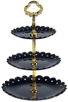 3 Tier Cake Stand Decorating Gereedschap Afternoon Tea Bruiloft Platen Party Servies Bakewarex Plastic Lade Display Rack Cake zwart