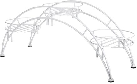 3 Tier Metalen Plant Bloem Floor Stand Planken Rack Plant Bloem Display Stand Plank Opbergrek Outdoor Tuin Bloem Houder wit