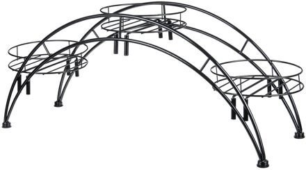 3 Tier Metalen Plant Bloem Floor Stand Planken Rack Plant Bloem Display Stand Plank Opbergrek Outdoor Tuin Bloem Houder zwart