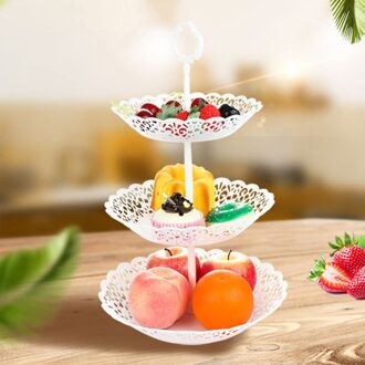 3 Tier Pp Fruitschaal Cake Stand Verjaardagsfeestje Decor Afternoon Tea Bruiloft Platen Servies Dessert Groente Opbergrek #40