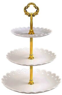 3 Tier Taart Staan Afternoon Thee Bruiloft Platen Party Servies Bakvormen Plastic Lade Display Rack Cake Decorating Gereedschap zilver