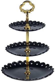 3 Tier Taart Staan Afternoon Thee Bruiloft Platen Party Servies Bakvormen Plastic Lade Display Rack Cake Decorating Gereedschap zwart