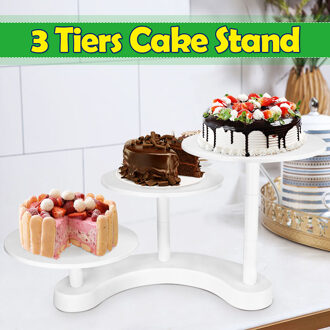 3 Tiers Cake Stands Plastic Cupcake Dessert Bruiloft Verjaardag Party Display Fondant Cake Stand Decorating Tool Levert Wit