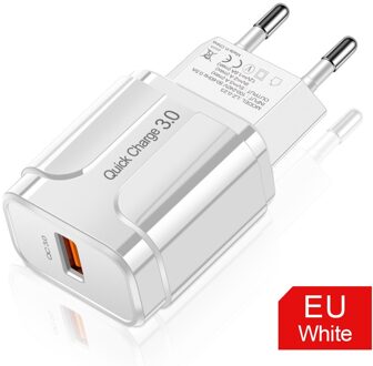 3 Usb Charger Quick Charge 3.0 Voor Samsung Xiaomi Iphone Universal Muur Mobiele Telefoon Snel Opladen Adapter QC3.0 Wall Charger 1u EU wit