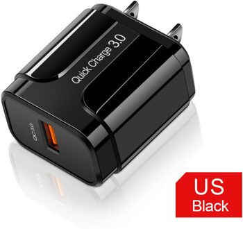 3 Usb Charger Quick Charge 3.0 Voor Samsung Xiaomi Iphone Universal Muur Mobiele Telefoon Snel Opladen Adapter QC3.0 Wall Charger 1u US zwart