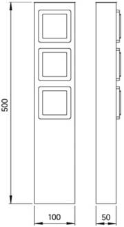 3-voudige stekkerdoos, roestvrij staal grijs