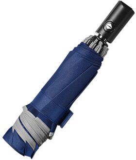 3 Vouw Automatische Paraplu Reverse Vouwen Business Paraplu Met Reflecterende Strips 8 Botten Vrouwen Paraplu Parasol Paraguas blauw