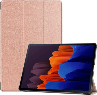 3-Vouw sleepcover hoes - Samsung Galaxy Tab S7 Plus - Rose Goud