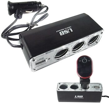 3 Way Multi Socket Auto Sigarettenaansteker Splitter USB Plug Adapter Lader DC 12 V/24 V uitgang triple Adapter Met Usb-poort