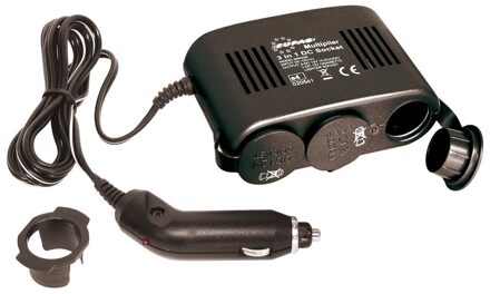 3-weg splitter 12V met controle-led zwart