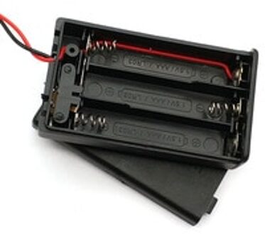 3 X Aaa Batterij Storage Box Cover Plastic Case Houder Met Aan/Uit Schakelaar & Wire Leads Voor 3 stuks Aaa Batterijen Zwart Gro