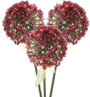 3 x Kunstbloemen steelbloem roze/rode sierui 70 cm - Kunstbloemen