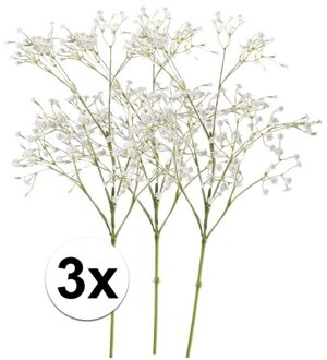 3 X Witte Gipskruid Steelbloem 65 Cm - Kunstbloemen