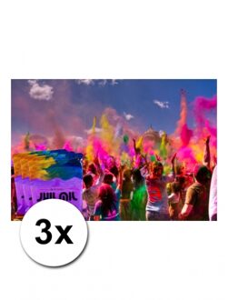 3 zakjes Holi festival kleurpoeder paars