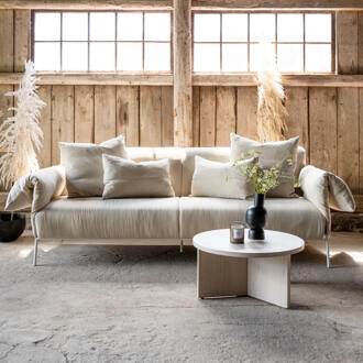 3-zits Bank 'Abiel' Linnen, kleur Beige