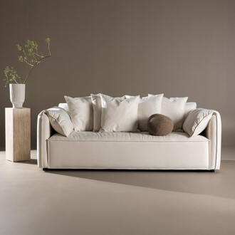 3-zits Bank 'Errin' Velvet, kleur Beige Wit