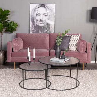 3-zits Bank 'Tylan' Velvet, kleur Roze