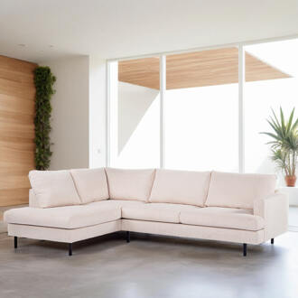 3-zits Hoekbank 'Aireal' Links, Rib, kleur Beige
