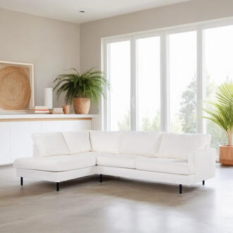 3-zits Hoekbank 'Alaya' Links, Bouclé, kleur Naturel