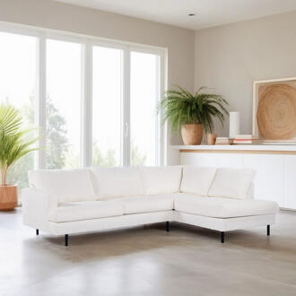 3-zits Hoekbank 'Alaya' Rechts, Bouclé, kleur Naturel