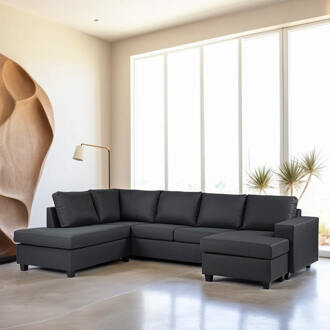 3-zits Hoekbank 'Daryll' Links, kleur Antraciet