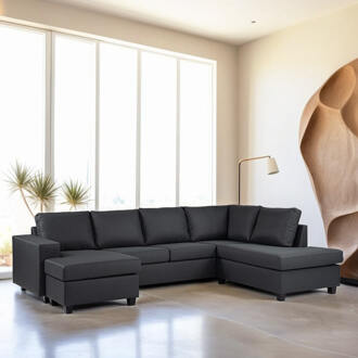 3-zits Hoekbank 'Daryll' Rechts, kleur Antraciet