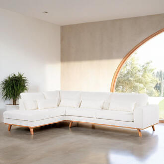 3-zits Hoekbank 'Kirstan' Links, Bouclé, kleur Naturel