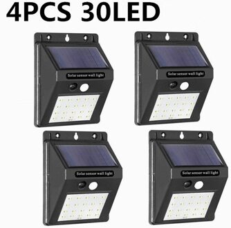 30/100 Led Solar Light Outdoor Solar Lamp Pir Motion Sensor Zonne-energie Zonlicht Straat Licht Voor Tuin Decoratie Wandlamp 4stk 30LED