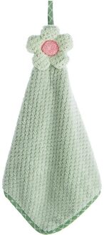 30*28Cm Coral Fluwelen Bloem Handdoeken Badkamer Opknoping Handdoek Niet-pluizende Reinigingsdoekje Cleaner Keuken Absorberende vaatdoek 1Pc groen