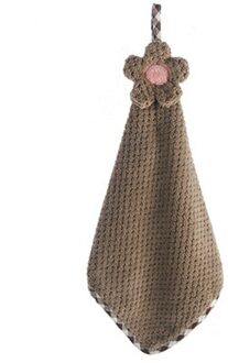 30*28Cm Coral Fluwelen Bloem Handdoeken Badkamer Opknoping Handdoek Niet-pluizende Reinigingsdoekje Cleaner Keuken Absorberende vaatdoek 1Pc koffie