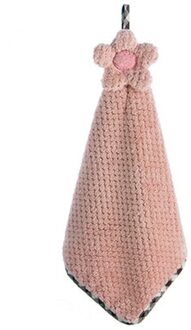 30*28Cm Coral Fluwelen Bloem Handdoeken Badkamer Opknoping Handdoek Niet-pluizende Reinigingsdoekje Cleaner Keuken Absorberende vaatdoek 1Pc Roze